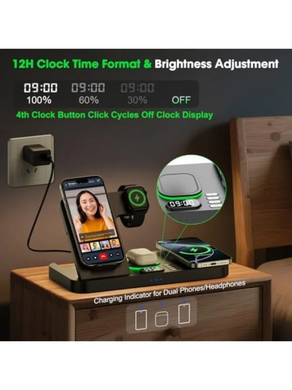Foldable Dual Wireless Charging Station for Phones - Perfect for Couples
